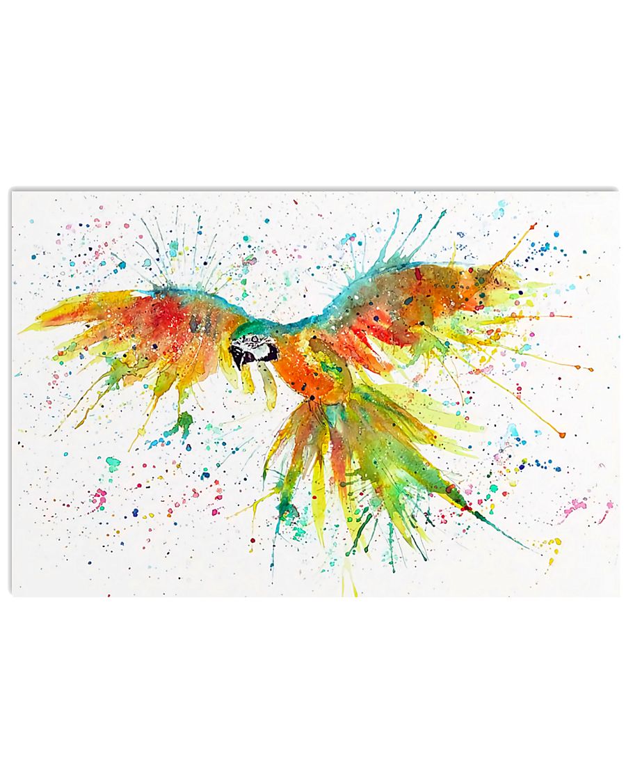 Parrot Colorful Watercolor Parrot 17x11 Poster