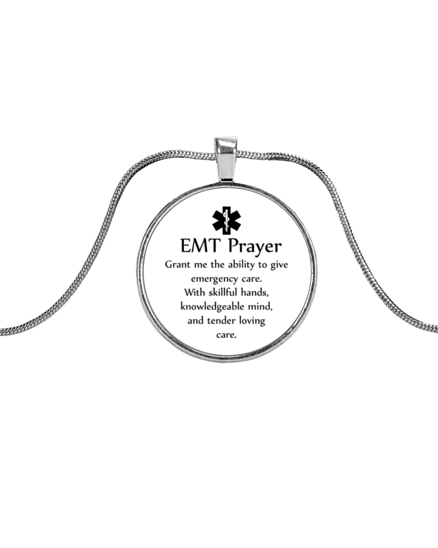 Paramedic EMT Prayer Metallic Circle Necklace