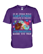 Crocheting Makes You Thin V-Neck T-Shirt tile