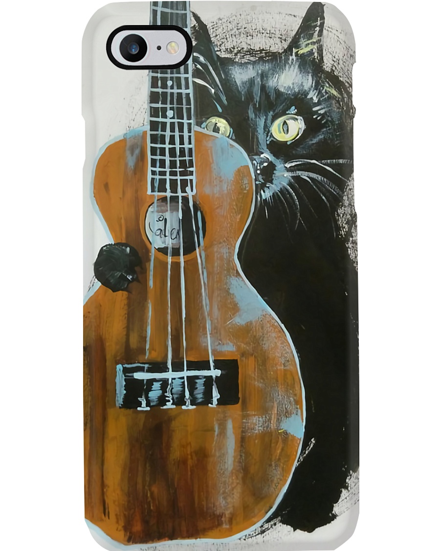 Black Cat Ukulele Phone Case