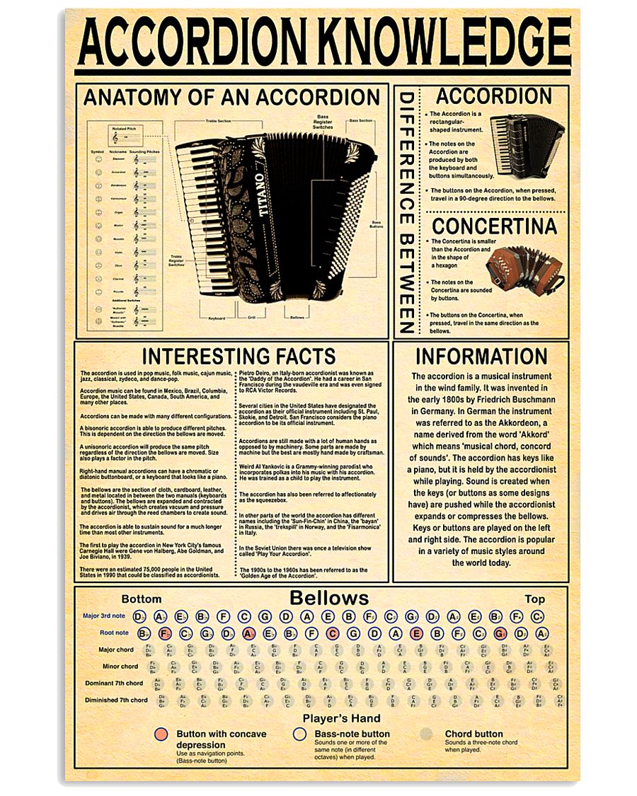 Accordionist Accordion Knowledge 11x17 Poster