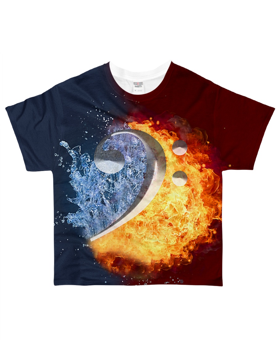 Contrabass Fire and Water F-clef All-over T-Shirt