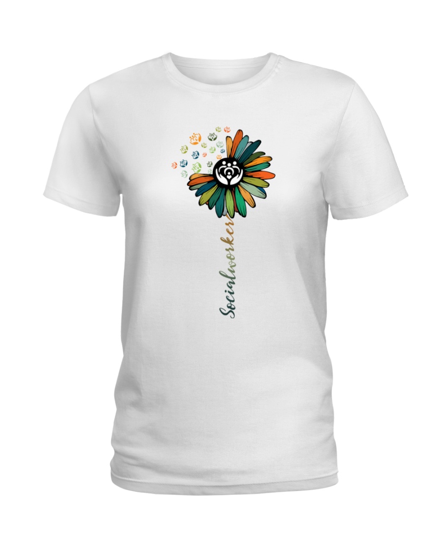 Social Worker Colorful Flower Ladies T-Shirt