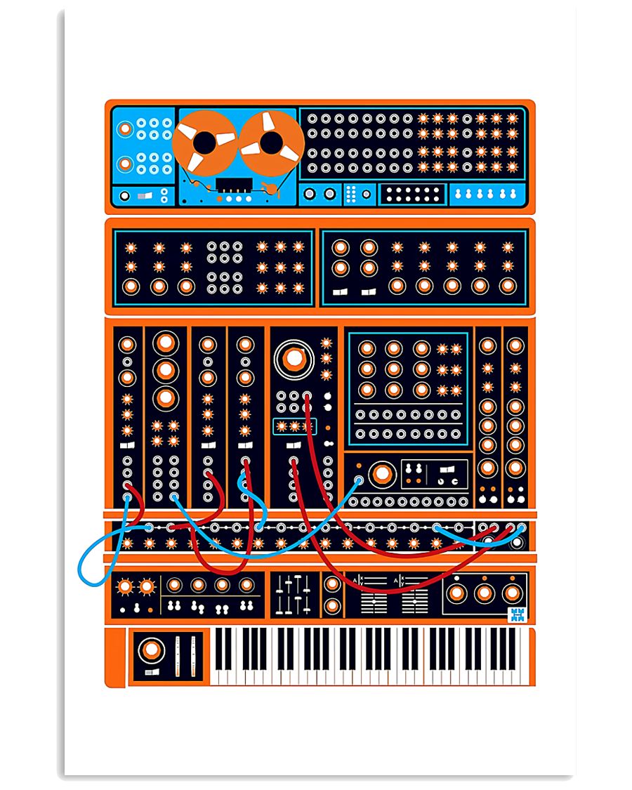 Orange Synthesizer Machine 11x17 Poster