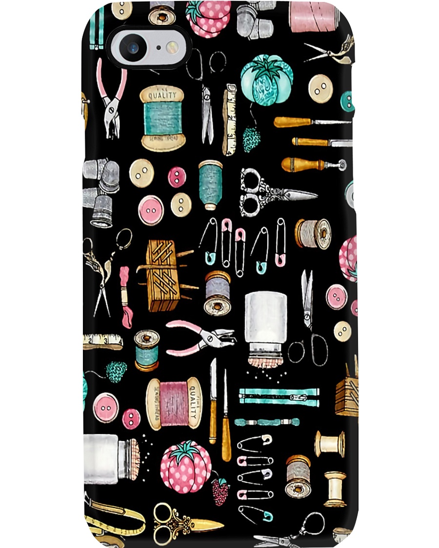 Sewing Tools In Black Background Phone Case