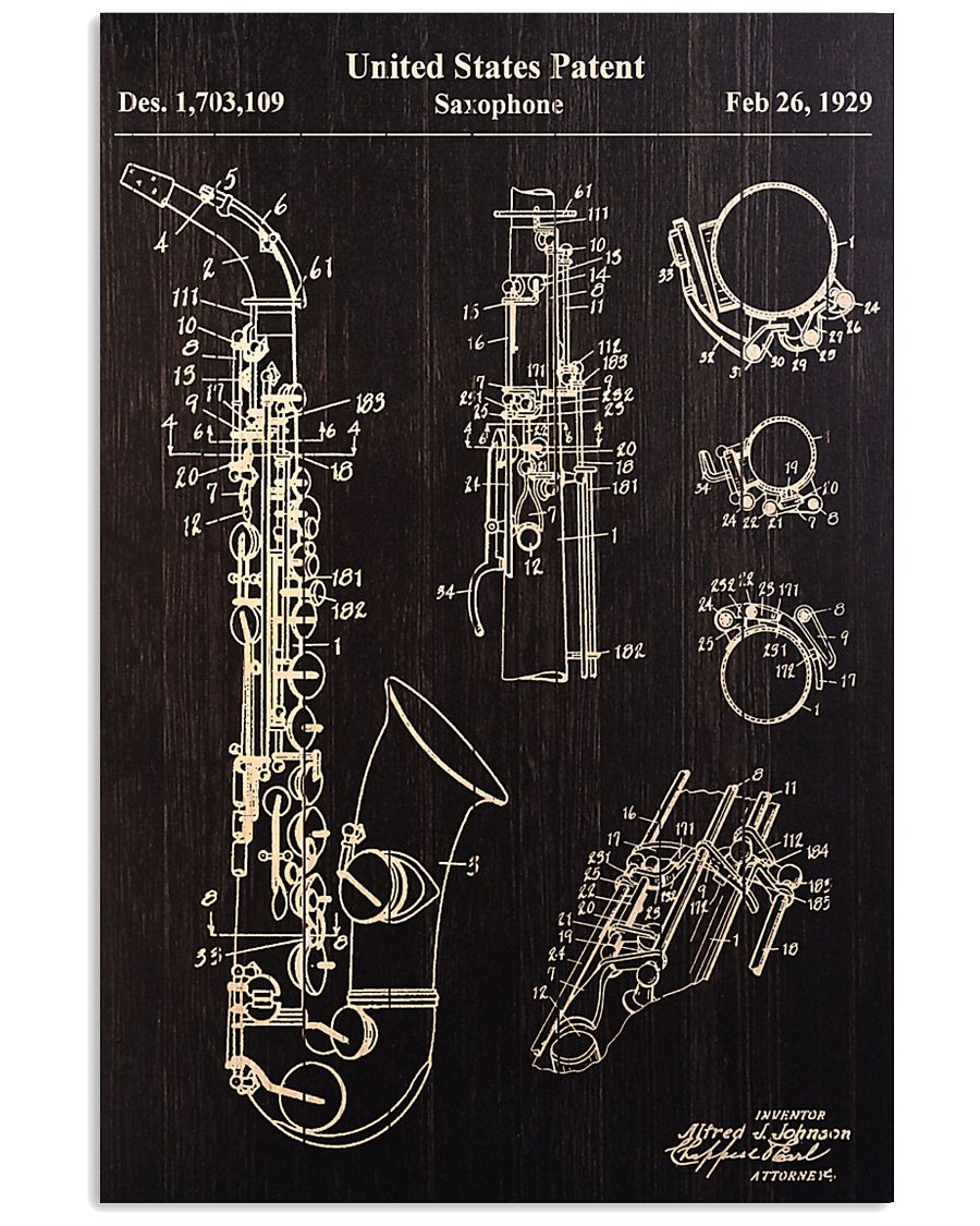 Saxophone Patent 11x17 Poster