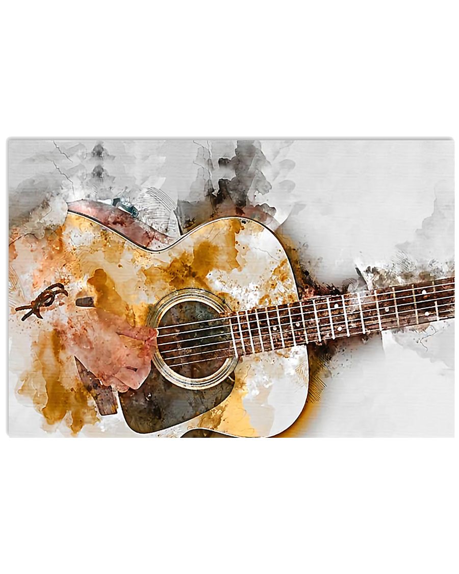 Watercolor Guitar Art 17x11 Poster