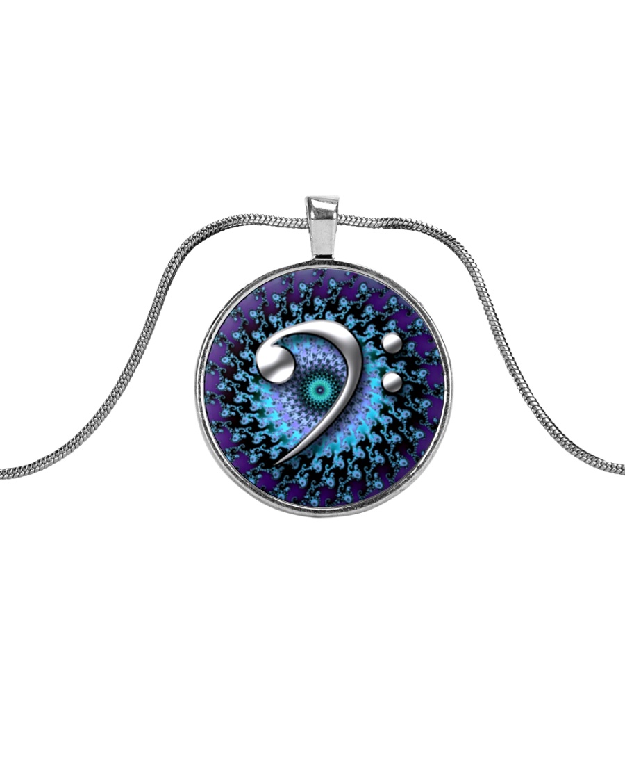 Purple Clef Bass Guitar Metallic Circle Necklace
