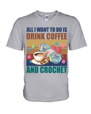 Crochet And Knitting - Drink Coffee And Crochet V-Neck T-Shirt tile