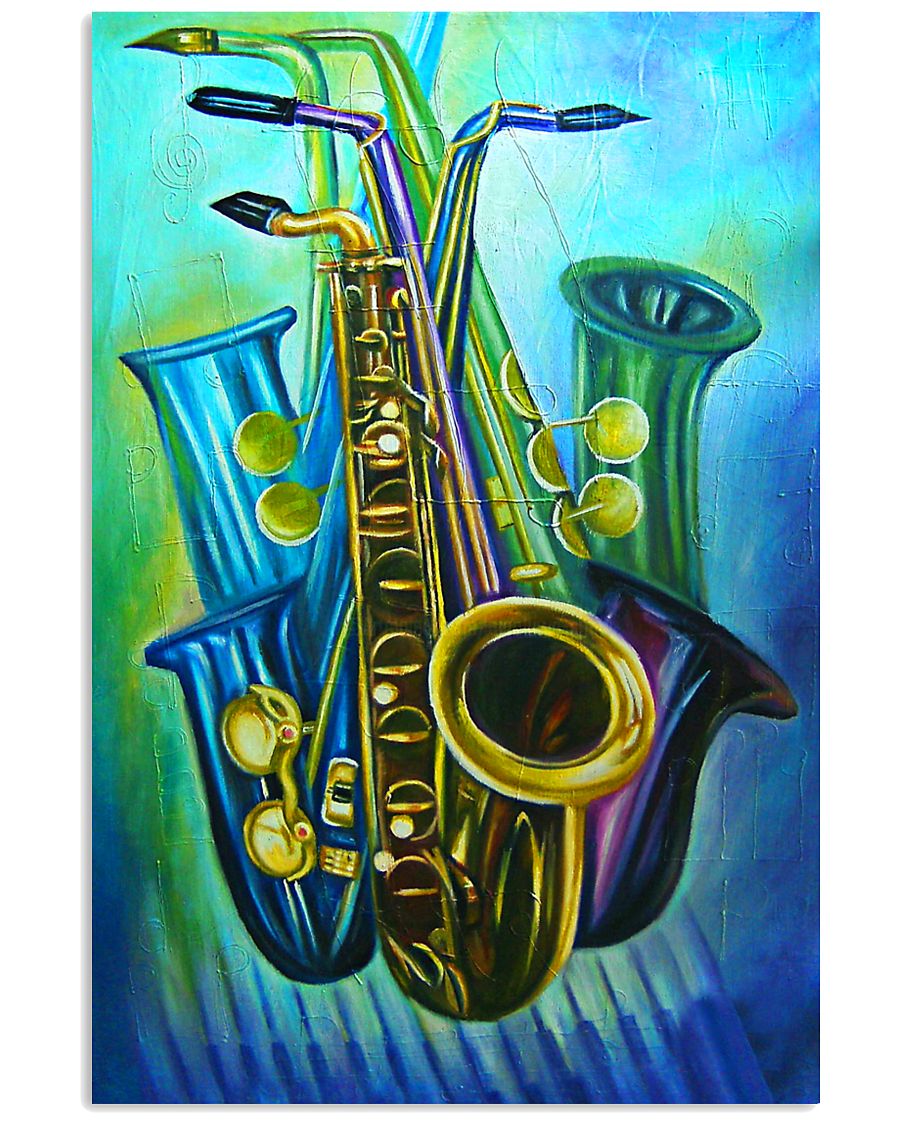 Saxophones Blue Art 11x17 Poster