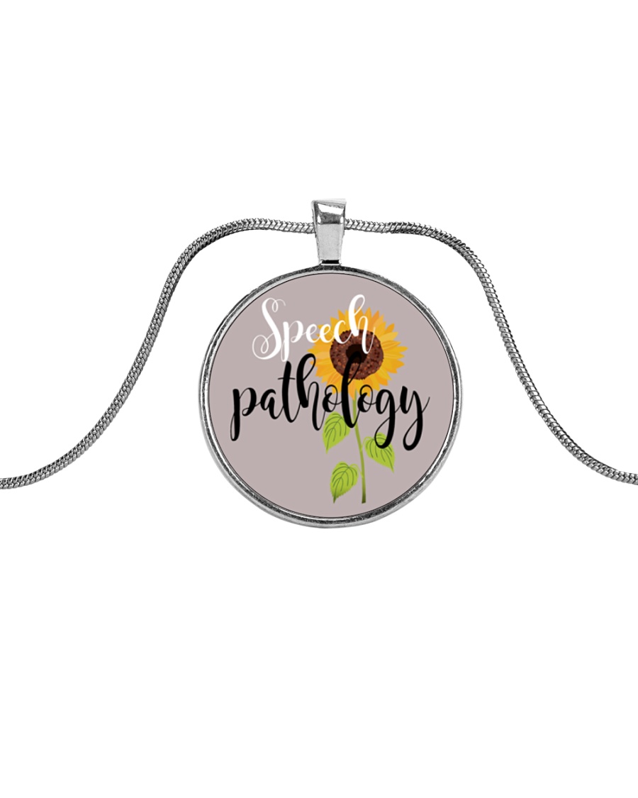 Speech Language Pathologist Sunflower Metallic Circle Necklace