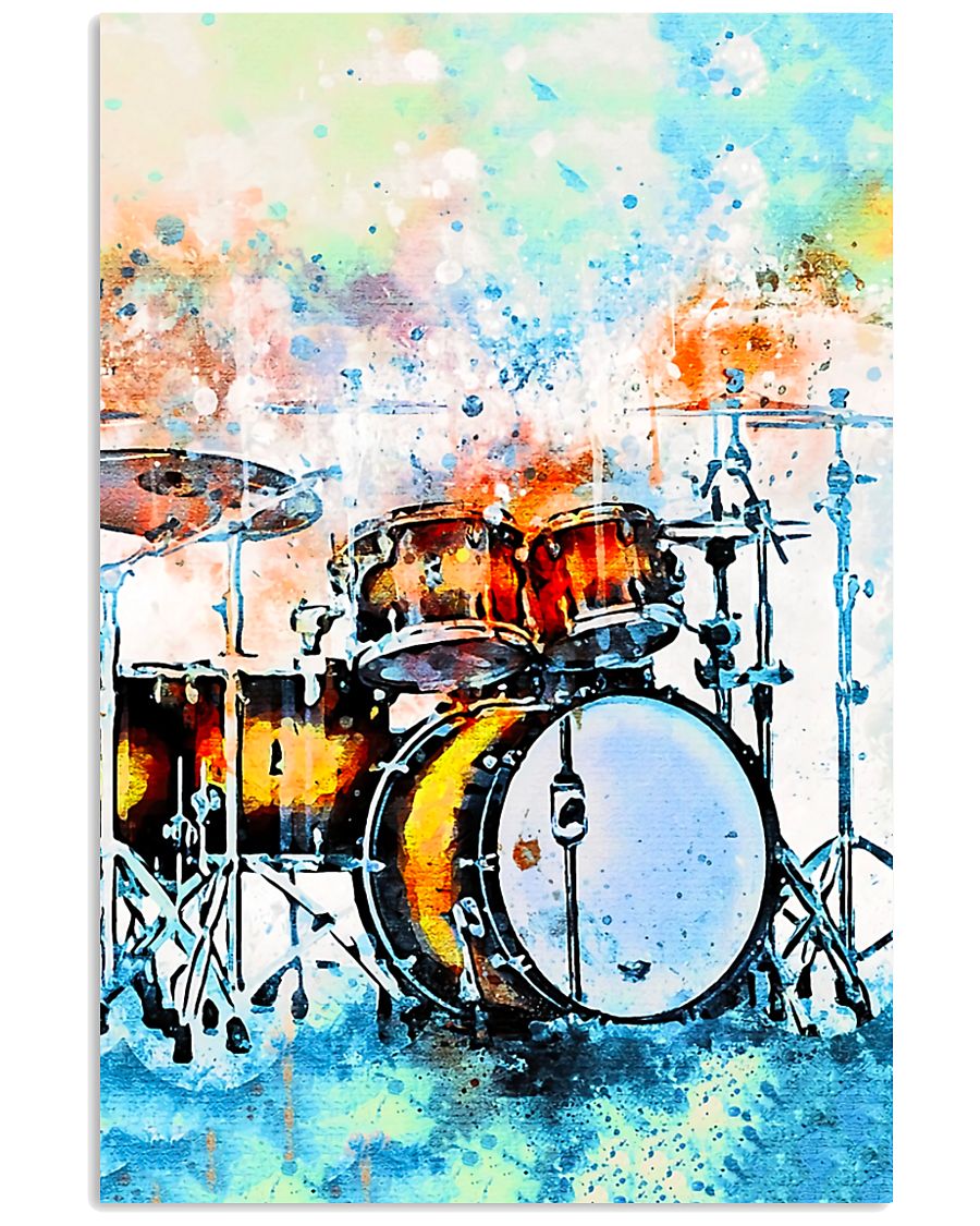 Drummer Colorful Drum Set Watercolor Art 11x17 Poster