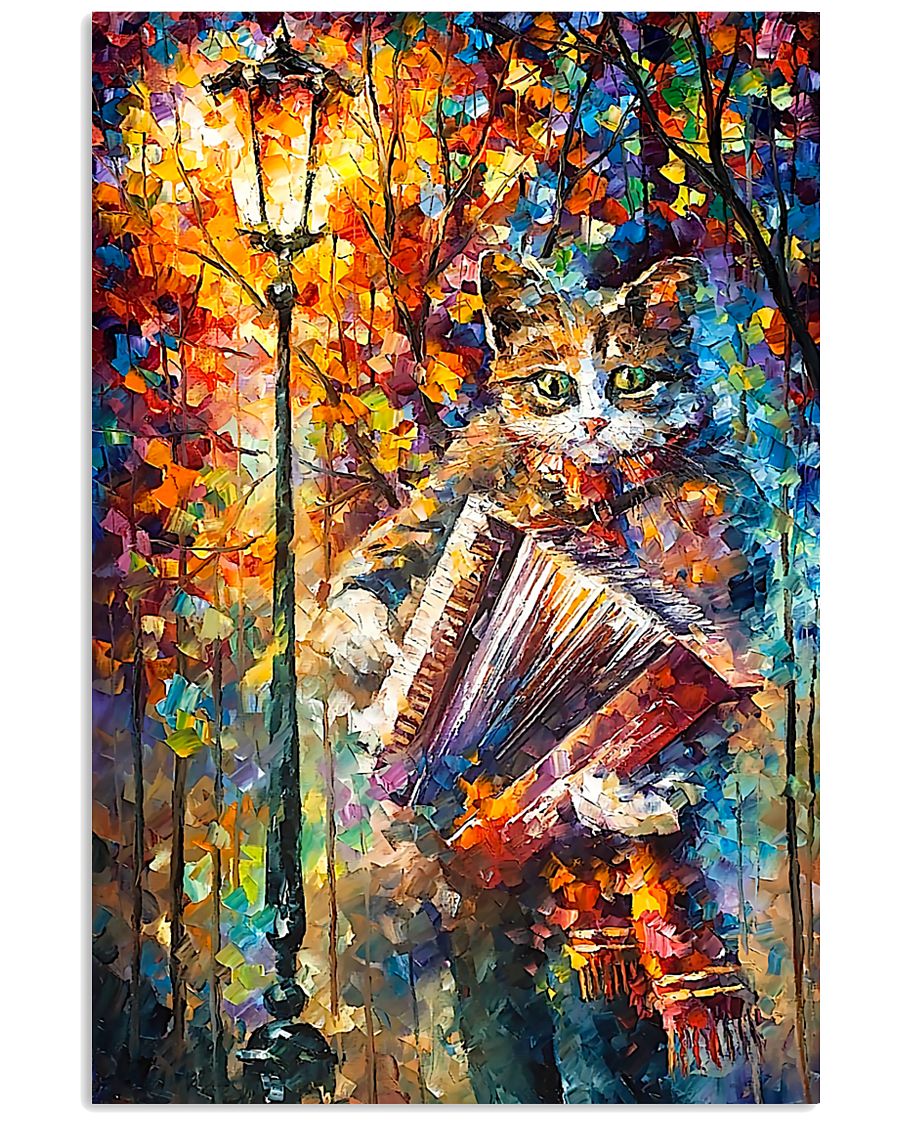Cat Playing Accordion 11x17 Poster