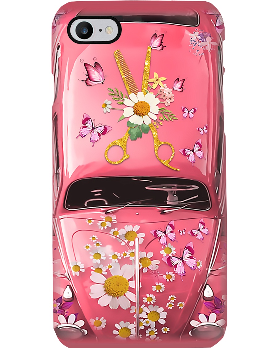 Hairdresser Gift Pink Daisy Butterfly Car Phone Case