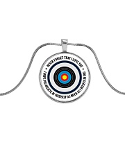 Archery Gift Never Forget That I Love You Metallic Circle Necklace front