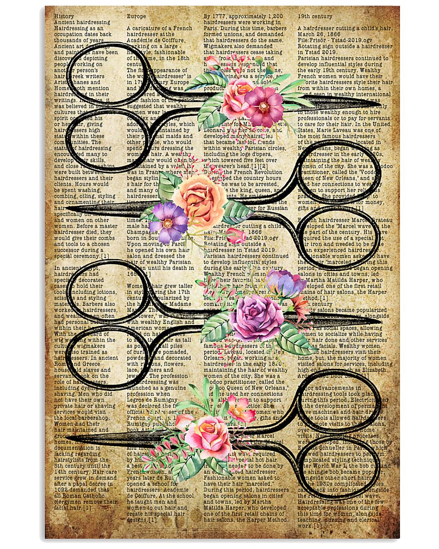 Flower Vintage Scissors Hairdresser 11x17 Poster