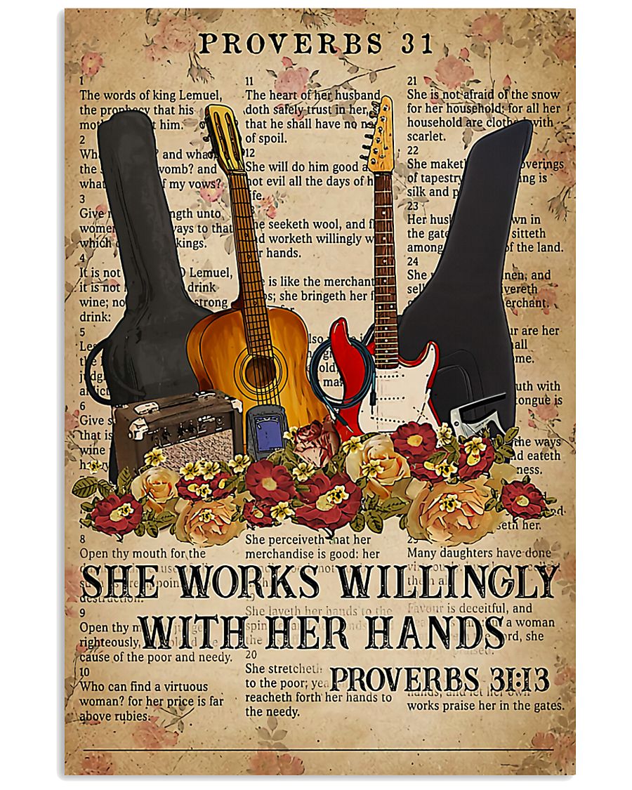 Guitar She Works Willingly 11x17 Poster