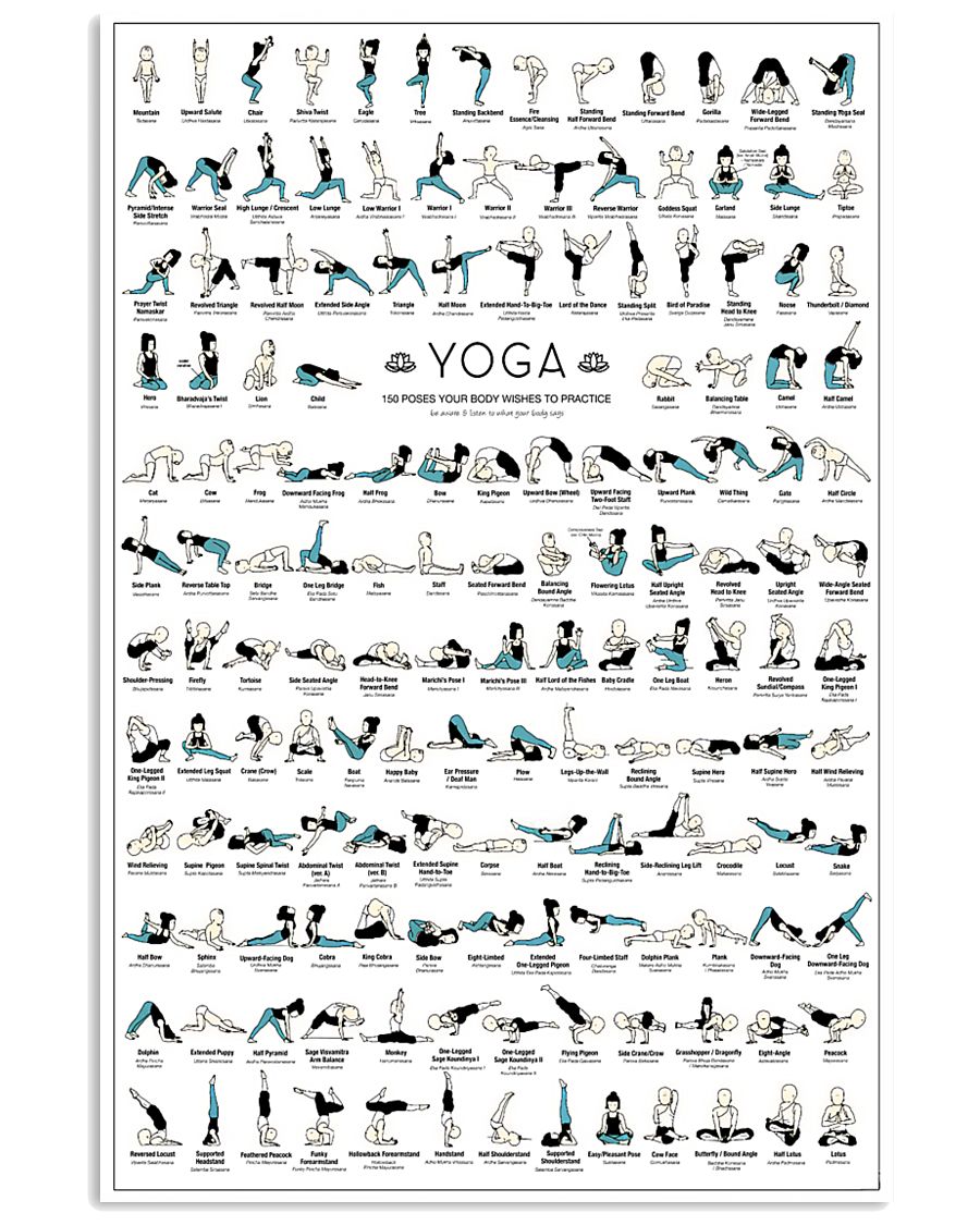 Yoga 150 Poses Your Body Wishes You To Practice 11x17 Poster