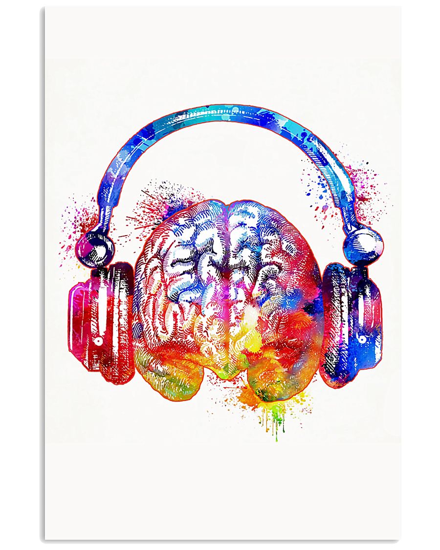 DJ - Colorful brain with headphone 11x17 Poster