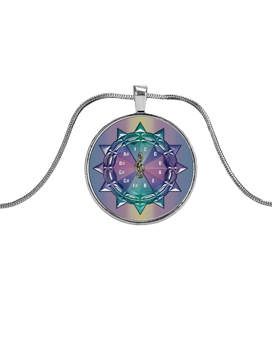 Circle Of 5th Music Bass Guitar Metallic Circle Necklace