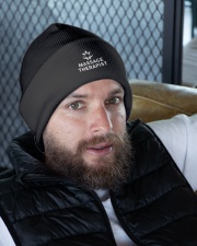 Massage Therapist Lotus Knit Beanie garment-embroidery-beanie-lifestyle-10