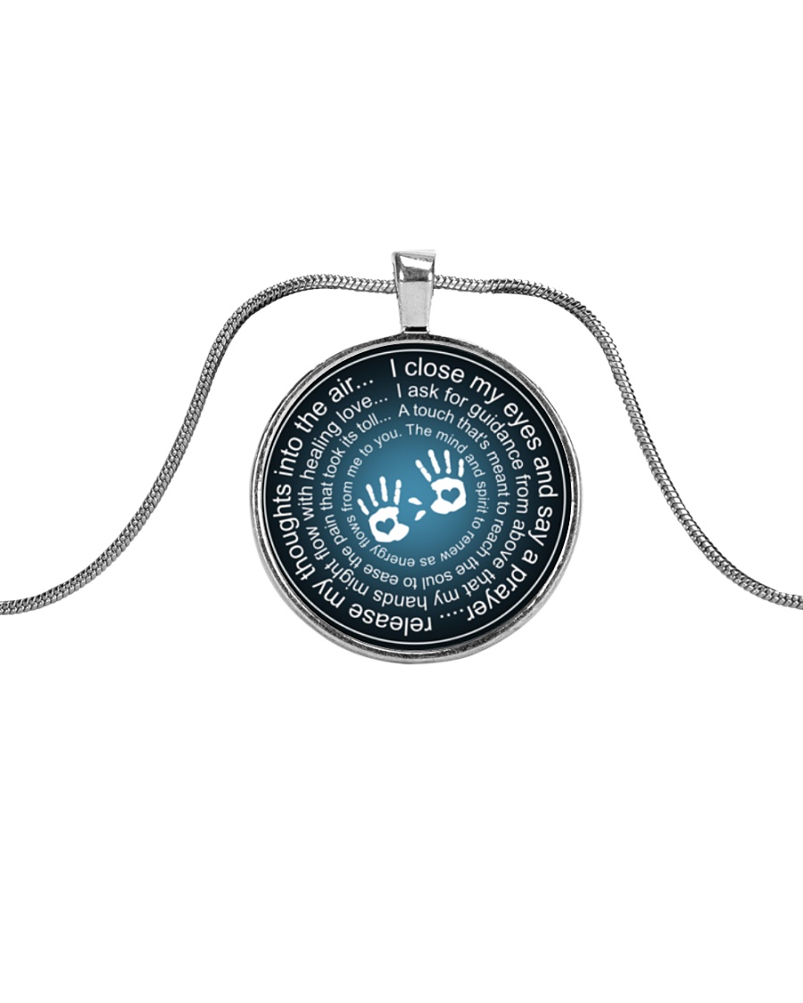 Massage Therapist Prayer Metallic Circle Necklace