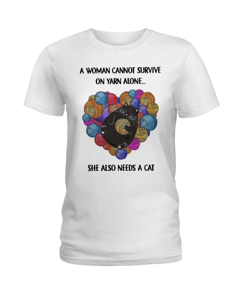 Crochet A woman cannot survive on yarn alone Ladies T-Shirt