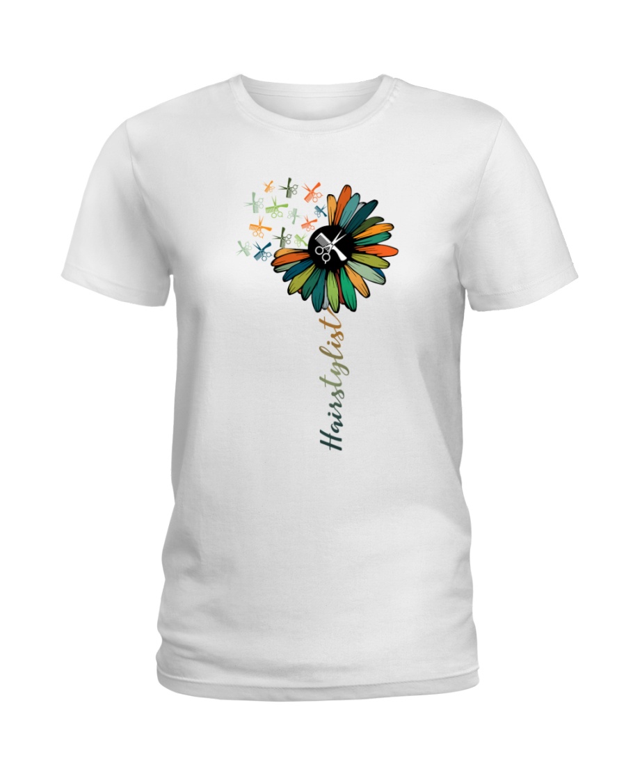 Hairstylist Colorful Tools Sunflower Ladies T-Shirt