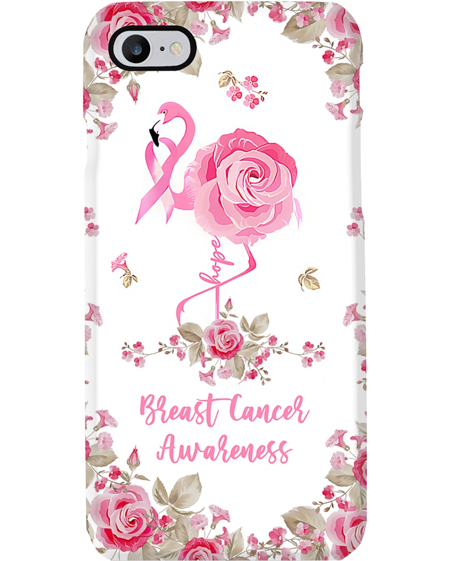 Breast Cancer Awareness Flamingo and Rose Phone Case
