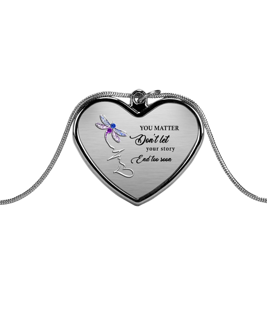 You Matter Suicide Prevention Metallic Heart Necklace