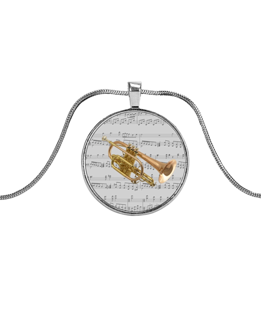 Trumpet Music Sheet Metallic Circle Necklace