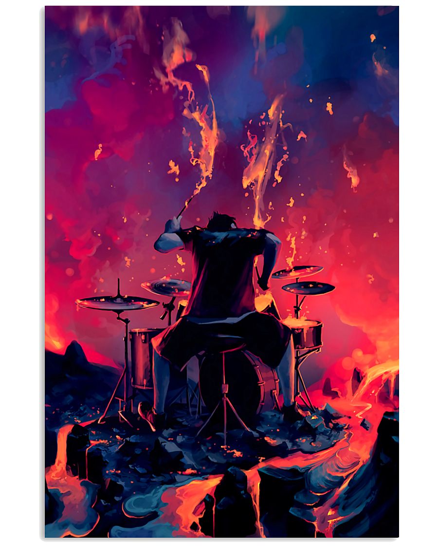 Drummer in fire 11x17 Poster