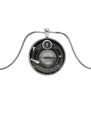 Photographer Vintage Camera Metallic Circle Necklace front