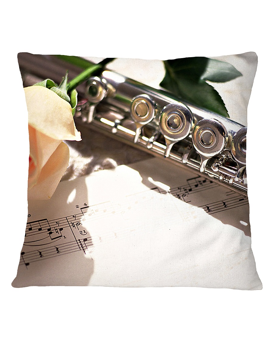 Romantic Rose Flute Image Square Pillowcase