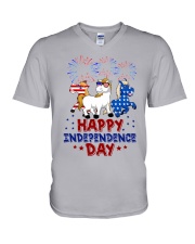 Happy Independence Day V-Neck T-Shirt tile