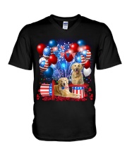 Golden Retriever Independence Vr2 V-Neck T-Shirt thumbnail