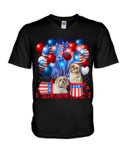 Shih Tzu Independence Vr2 V-Neck T-Shirt thumbnail