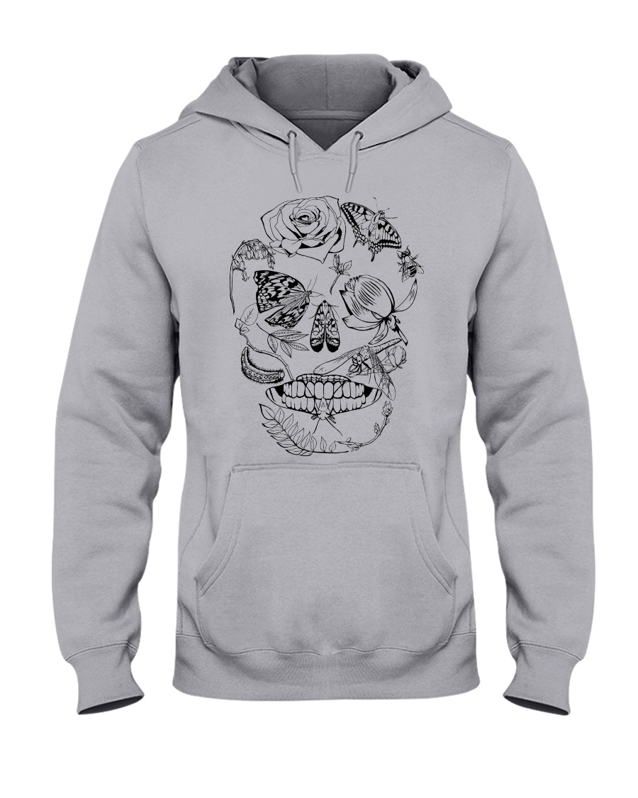 Skull Floral Insect line Hooded Sweatshirt