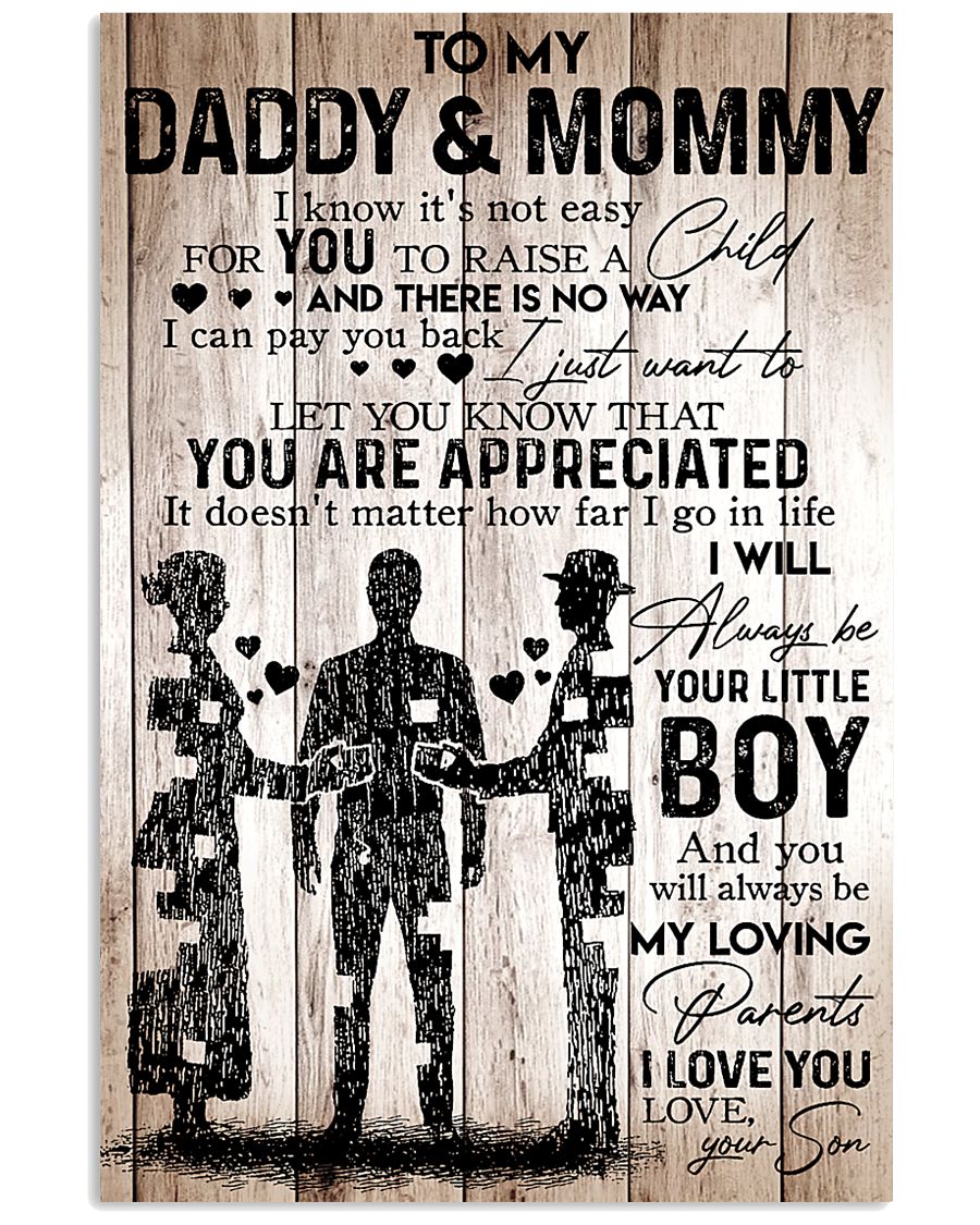 To My Daddy Mommy - I Love You - Your Son 11x17 Poster