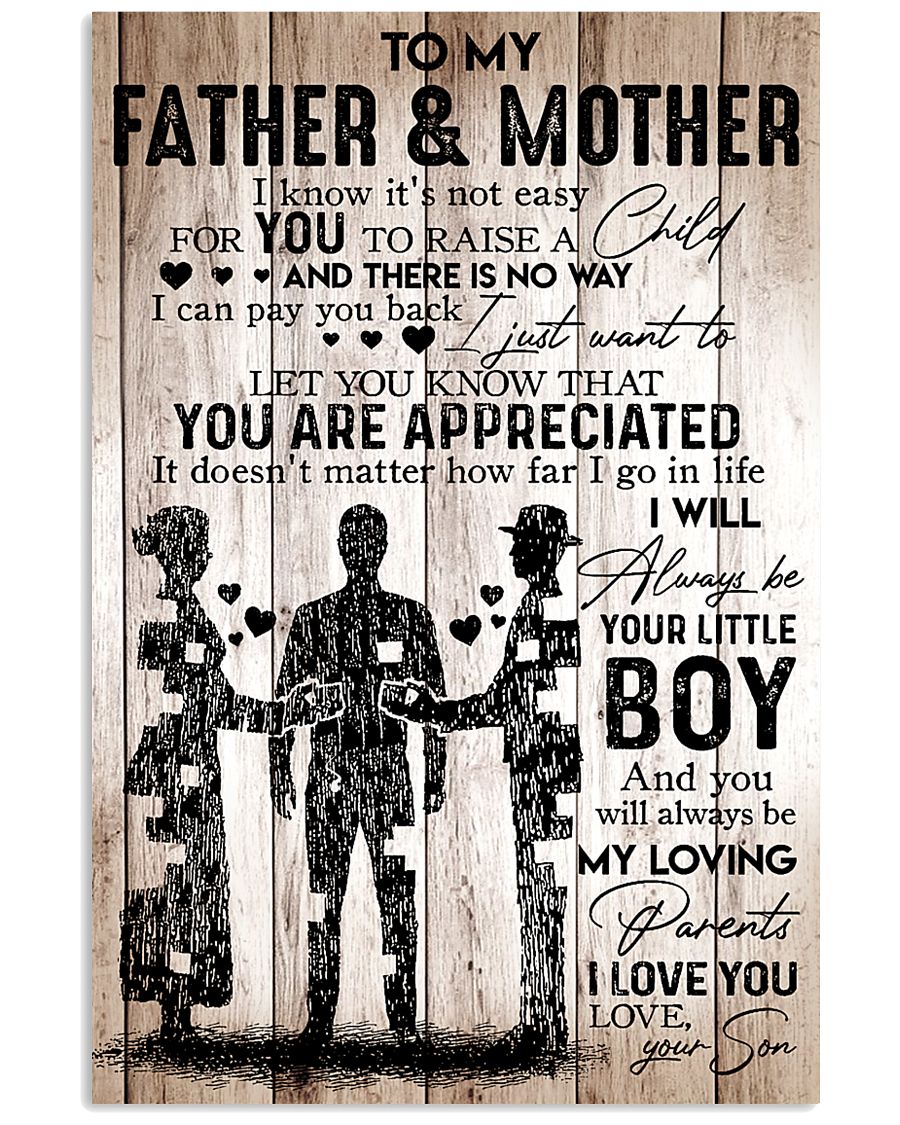 To My Father Mother - I Love You - Your Son 11x17 Poster