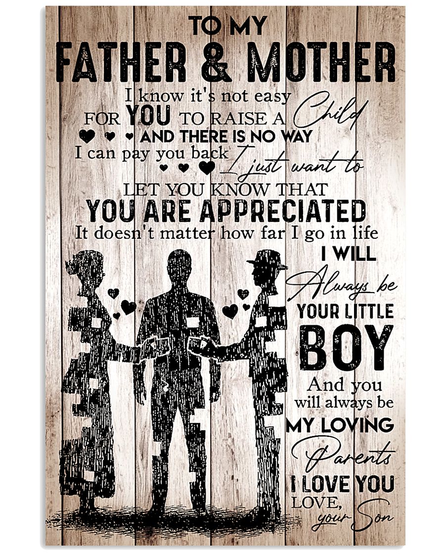 To My Father Mother - I Love You - Your Son 24x36 Poster