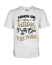 Aquarius Girl With Tattoos Pretty Eyes V-Neck T-Shirt tile