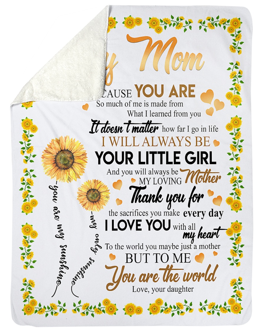 To My Mom Sunflower Large Sherpa Fleece Blanket - 60" x 80"
