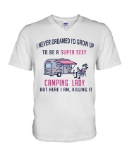 Super Sexy Camping Lady V-Neck T-Shirt thumbnail