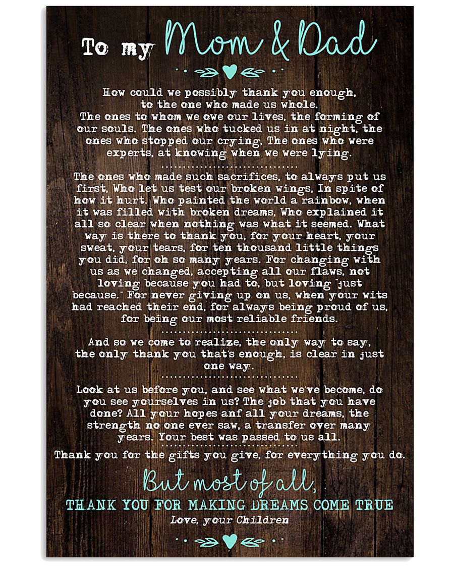 To My Mom Dad Wood 11x17 Poster