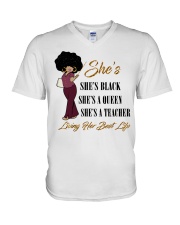 Black Queen - Teacher V-Neck T-Shirt thumbnail