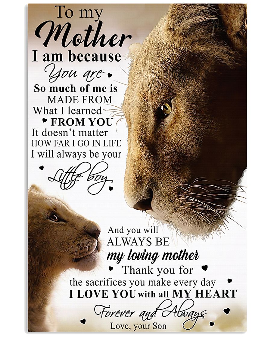 To My Mother Little Boy Son Lion Poster 11x17 Poster