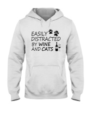 Easily Distracted By Wine And Cats Hooded Sweatshirt thumbnail