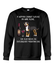Wine and Entlebucher Mountain Crewneck Sweatshirt thumbnail
