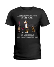 Wine and Entlebucher Mountain Ladies T-Shirt thumbnail